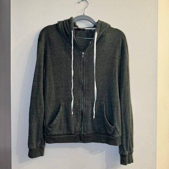 Brandy Melville Tops - Brandy Melville Green Heathered Zip Up Hoodie Sweatshirt One Size
